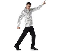 (L) Men's silver shiny disco shirt