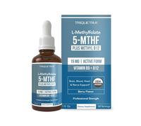 L Methyl Folate 15mg + B12 Cofactor - Organic, Berry Flavor, Professional Strength, Liquid Active 5-MTHF Form, Supports Mood, Methylation