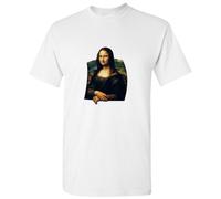 (L) Mona Lisa Portrait Painting Leonardo da Vinci White Men T Shirt Tee Top