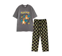 (L, Multicoloured) Pokemon Mens Pikachu & Charizard Short-Sleeved Long Pyjama Set