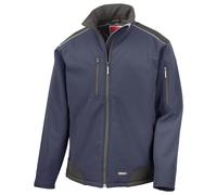 (L, Navy/Black) WORK-GUARD by Result Unisex Adult Ripstop Soft Shell Jacket