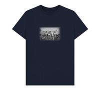 (L, Navy Blue) Friends Unisex Adult Lunch Atop A Skyscraper T-Shirt