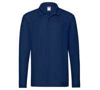 (L, Navy) Fruit of the Loom Mens Premium Pique Long-Sleeved Polo Shirt