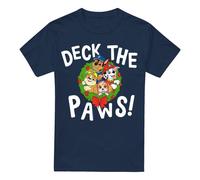 (L, Navy) Paw Patrol Mens Deck The Paws Christmas T-Shirt