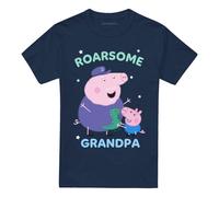 (L, Navy) Peppa Pig Unisex Adult Roarsome Grandpa Pig T-Shirt