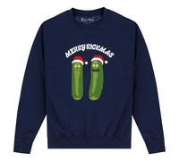 (L, Navy) Rick And Morty Unisex Adult Pickle Rick Christmas Sweatshirt