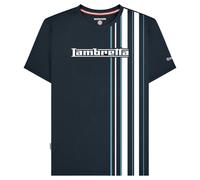 (L, Navy/Smoke Blue) Lambretta Mens Racing Stripe T-Shirt
