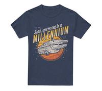 (L, Navy) Star Wars Unisex Adult Dad One In A Millennium Heather T-Shirt