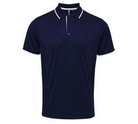 (L, Navy/White) Premier Mens Contrast Coolchecker Polo Shirt