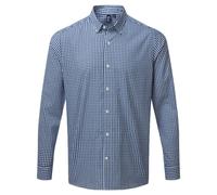 (L, Navy/White) Premier Mens Maxton Check Long Sleeve Shirt