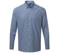 Premier Men's Maxton Checked Long-Sleeved Shirt in Navy | Size: Large Premier Navy L