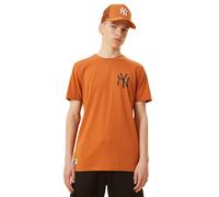 (L) New Era Men's MLB Left Chest Team Logo T-Shirt ~ "New York Yankees" brown