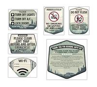 L & O Goods 6 Essential Air bnb Signs for Hosts - WiFi Password, No Smoking, Do Not Flush, Turn Off Lights & AC, Leave a Review - Guest Welcome Décor for Vacation Rental or Home