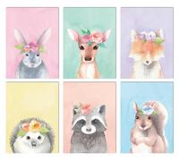 L & O Goods Woodland Animals Nursery Décor | Baby Boy & Girl Wall Art Watercolor Prints | Set of 6 Posters for Bedroom Decoration | Cute Kids Posters | 8 x 10’s