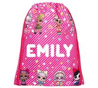 L.O.L. Surprise! LOL - Kids Drawstring Bag - Personalised Lightweight Backpack - Add Your Name - Pink PE Bag - 43x35cm - Waterproof Bag - Customised Gifts