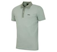 (L, Open Green) Hugo Boss Mens Paule Rib Moisture Wicking UV Protection Golf Polo Shirt