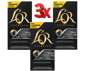 L’OR Espresso Onyx Coffee Capsules Intense & Powerful 3 x Packs (30 Pods Total)