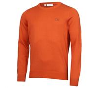(L, Orange) Calvin Klein Mens Round Neck Tour Durable Soft Golf Sweater