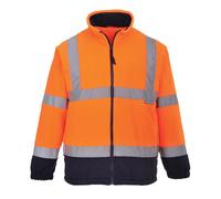 (L, Orange/ Navy) Portwest Mens Lined Hi Vis Fleece Jacket