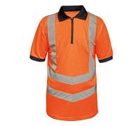 (L, Orange/Navy) Regatta Mens Hi Vis Pro Reflective Work Polo Shirt