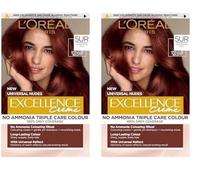 L’Oréal Excellence Permanent Hair Dye Colouring Cream, 100% Grey Coverage, With Pro-Keratin, Ammonia-Free, Universal Nudes, 5UR Red (Pack of 2)