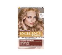 L’Oréal Excellence Permanent Hair Dye Colouring Cream, 100% Grey Coverage, With Pro-Keratin + Ammonia-Free, Universal Nudes, 8U Light Blonde