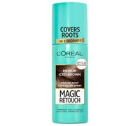 L’Oreal Magic Retouch Medium Iced Brown temporary instant root concealer spray, use with home or salon hair dye or hair colour, perfectly conceals grey hair with easy application, 75ml