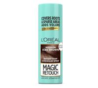 L’Oreal Magic Retouch Medium Iced Brown temporary instant root concealer spray, use with home or salon hair dye or hair colour, perfectly conceals grey hair with easy application, 75ml