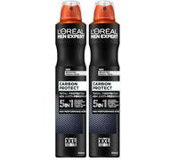 L’Oréal Men Expert Carbon Protect XXL Anti-Perspirant Deodrant Spray, 48H 4-in-1 Total Protection, Anti-Odor & Anti-Bacteria with Carbon, Stay Hygience & Fresh - 350ml (Pack of 2)