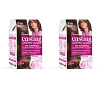 L’Oréal Paris Ammonia Free Semi-Permanent Hair Dye, 518 Hazelnut Moccaccino, Natural Looking Finish, For up to 28 Shampoos, Casting Crème Gloss, 1 Application (Pack of 2)