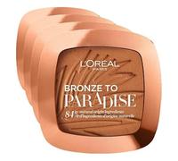 L’Oreal Paris Bronzer, Super Buildable, Back To Bronze Matte Bronzing Pressed Powder, Shimmer Free, Medium, Compact Case, Tanned Look all Year, Matte Bronzing Formula (Pack of 4)