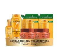 L’oreal Paris Elvive Extraordinary Oil Value Bundle, 700ml Shampoo, 2x 500ml Shampoo Refill, 2x 300ml Mask Treatment, 100ml Miracle Serum, Suitable for all hair types