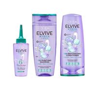 L’Oréal Paris Elvive Hydra Pure Routine for Oily Roots, Scalp & Dehydrated Lengths, Powered with Hyaluronic & Salicylic Acids, Exfoliating Pre-Shampoo Scalp Serum, Shampoo & Conditioner Set