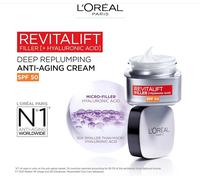 L’Oréal Paris Revitalift Filler Replumb SPF 50 Anti-Ageing Cream 50ml - Hydrates