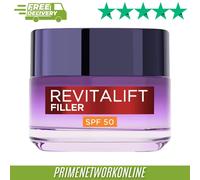 L'Oreal Paris Revitalift Filler + Hyaluronic Acid Anti Ageing Anti-Wrinkle SPF 50 Replumping Day Cream 50ml