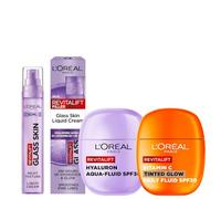 L’Oréal Paris Revitalift Glass Skin Complete Routine Set - Cream, Aqua Fluid SPF30 & Vitamin C Glow SPF30 Fluid