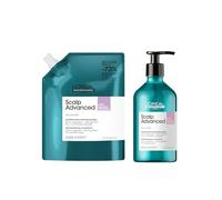 L’Oréal Professionnel Scalp Advanced Anti-Discomfort Shampoo 500ml and Refill 500ml, For Itchy and Dry Scalps, Deep Treatment