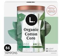 L. Organic Cotton Tampons Multipack - Light + Regular 42 Count x 2 Pack (84 Count Total) (Packaging May Vary)
