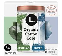 L. Organic Cotton Tampons Multipack - Regular + Super 42 Count x 2 Packs (84 Count Total) (Packaging May Vary)