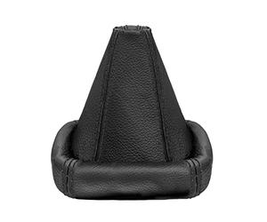 L&P A0024 Gaiter Shift Boot Gear Knob Cover Cuff Genuine Leather Black Stitching Thread Black Compatible with VW Golf 2 3 Passat 35i Polo 6N Vento for Manual Transmission