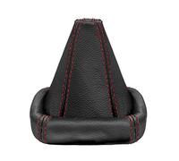 L & P Car Design L&P A0026 Gaiter Shift Boot Gear Knob Cover Cuff Genuine Leather Black Stitching Thread Red Compatible with VW Golf 2 3 Passat 35i Polo 6N Vento for Manual Transmission