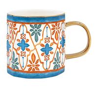 L & P Home & Gifts Elements Housewares Stoneware Golden Abstract Mug 400ml for Hot & Cold Drinks | Durable Coffee Cups for Home & Office | Easy-to-Hold Coffee Mugs for Beverages & Daily Use