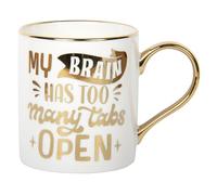 L & P Home & Gifts Gold Edition Fine China Too Many Tabs Gold Edition Mug 350ml for Hot & Cold Drinks | Durable Coffee Cups for Home & Office | Easy-to-Hold Coffee Mugs for Beverages & Daily Use