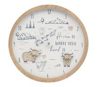 L & P Home & Gifts Highland Cow Wooden Clock, One Size