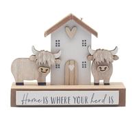 L&P Home & Gifts Highland Cow Wooden Plaque, Multicolour, One Size