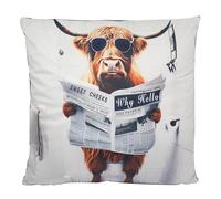 Lesser & Pavey Highland Cow Loo Cushion by Urban Art | Novelty Bathroom Cushion with Highland Cow Print | Quirky Decorative Pillow | Rustic Farmhouse Style | Gift for Animal Lovers