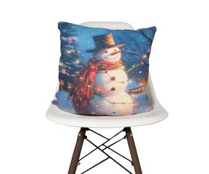 L & P Home & Gifts Lesser & Pavey Snowman LED Cushion for Christmas Decor | Festive Pillow with LED Lights & Snowman Design | Perfect Holiday Cushion for Cozy Homes for Christmas Lovers