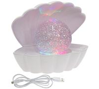 L & P Home & Gifts Lesser & Pavey White Glitter Pearl Seashell Colour Changing Mood Light (LP49420)