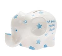 L & P Home & Gifts MY First Elephant Bank, White/Blue, One Size