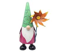L & P Home & Gifts Ornaments, Metal, Gnome with Flower, One Size